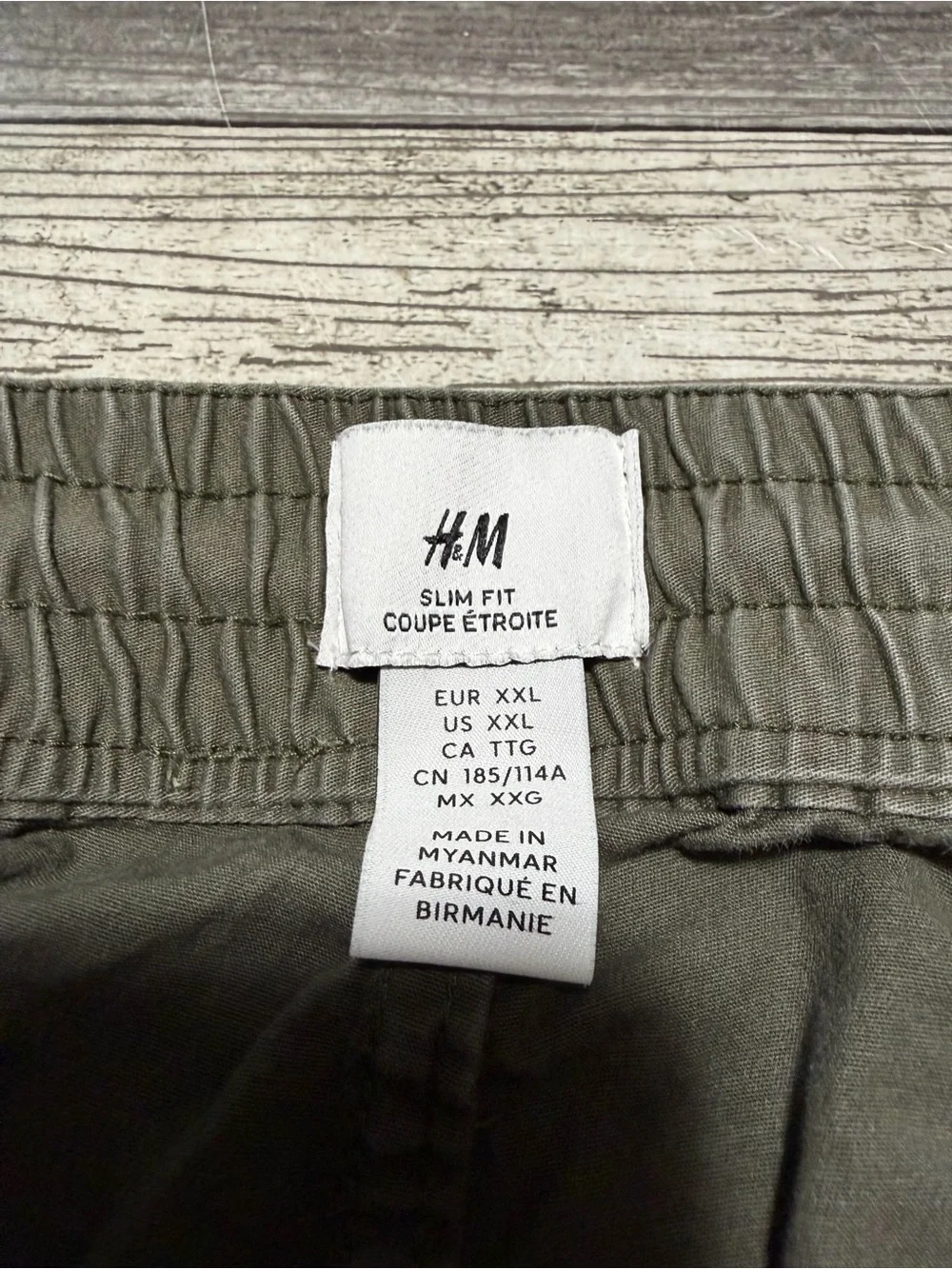 H&M Slim Fit Cargo Joggers Men’s XXL Green Tapered Drawstring (Inseam 28)